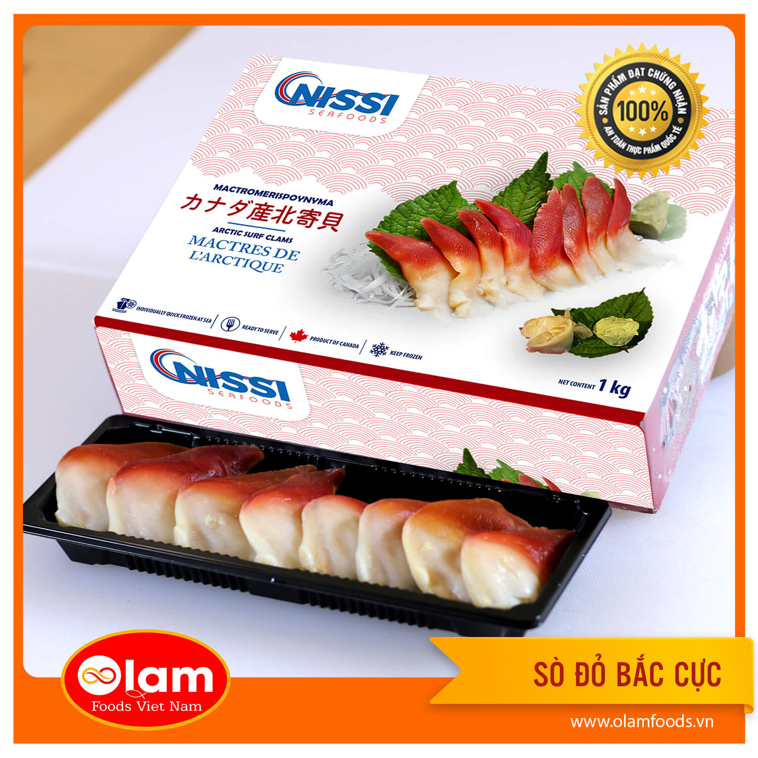 Sò Đỏ HOKKIGAI SASHIMI   刺身用 ホッキ貝  / HOKKIGAI IQF ARCTIC SURF CLAM